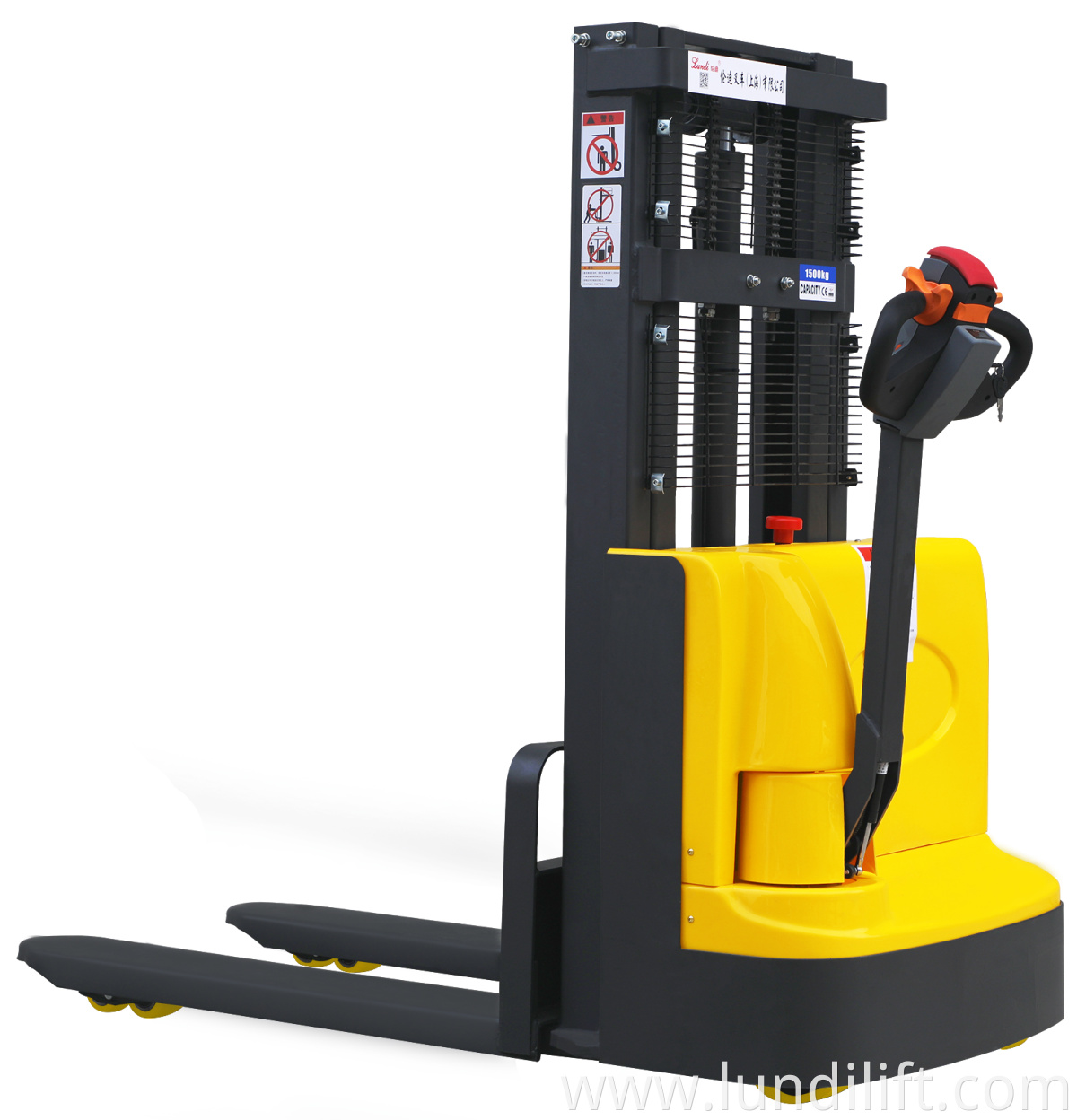 1.5T/3.5M electric battery stacker forklift